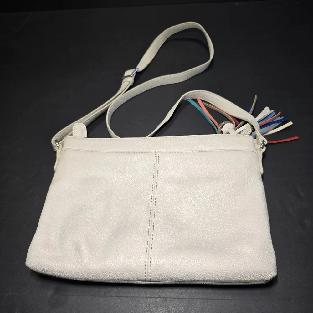 Brighton White Barbados Banks Multi-Color Tasseled Crossbody Magnetic Organizer,